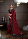 Wine Colour Latest Collection Fancy Designer Party Wear Sequins Embroidery And Frill Work Western Stitched Sarees 21208
